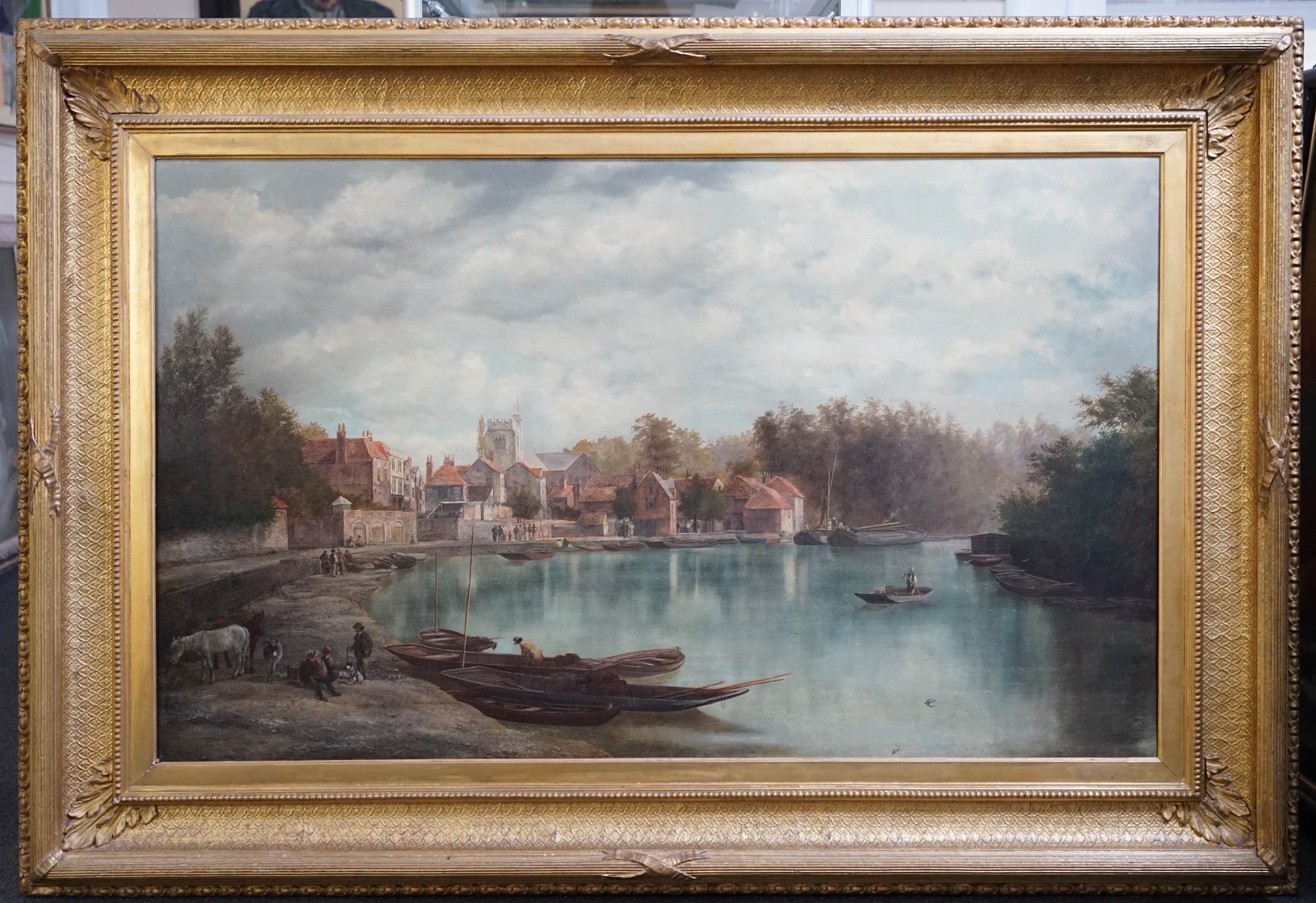 William Howard (British, 1800-1850), Twickenham viewed from the river, oil on canvas, 75 x 125cm